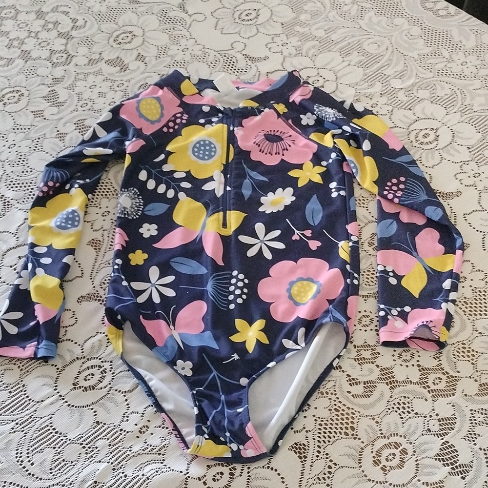 Girls size 9/10 one piece long sleeve swim suit
